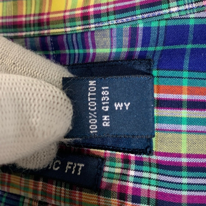 RALPH LAUREN ラルフローレン 長袖 ボタンダウンシャツ チェック イエロー ブルー Size 17/XL 福生店