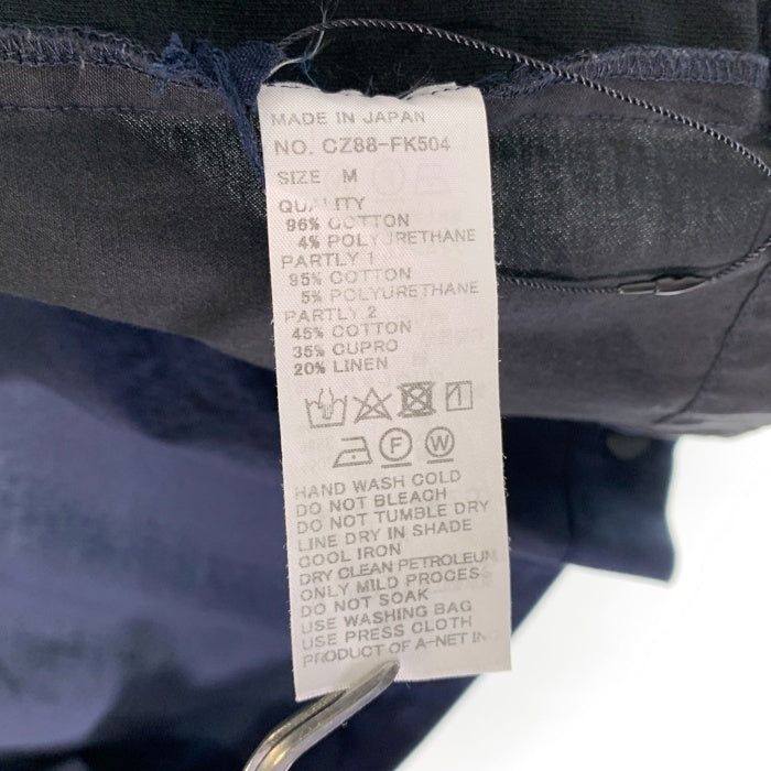 zucca ズッカ コットン ショートスリーブシャツ スナップボタン 脇下ベロア切替 半袖 ネイビー 日本製 CZ84FK504 Size M 福生店