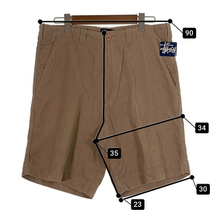 90's STUSSY ステューシー コーデュロイ ショートパンツ ベージュ 紺タグ カンボジア製 デッドストック Size 34 福生店