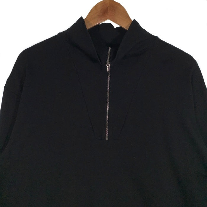 agnes.b homme. アニエスベーオム ハーフジップ ハイネックカットソー コットン ブラック フランス製 Size 2 福生店