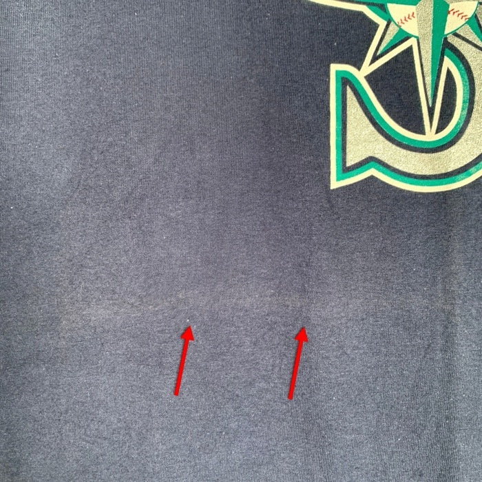 90's majestic マジェスティック Seattle Mariners シアトルマリナーズ 半袖 Tシャツ ネイビー USA製 Size L 福生店