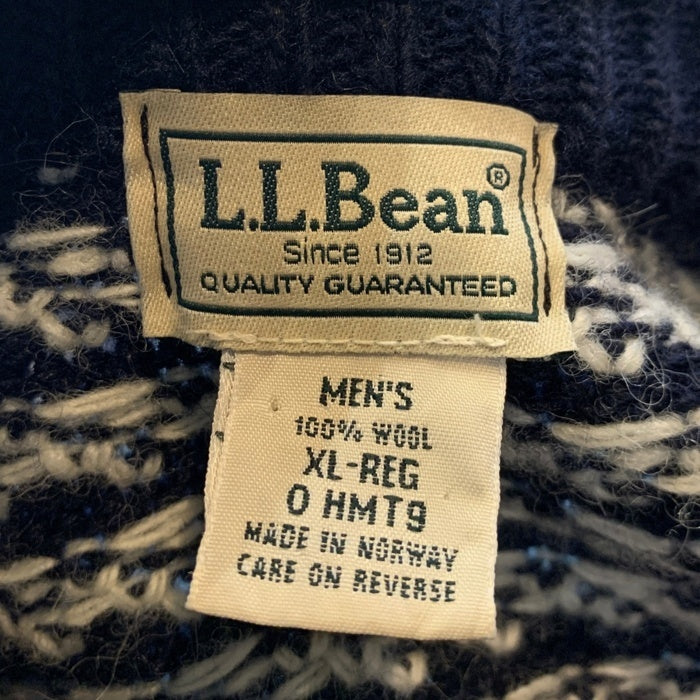 L.L.Bean エルエルビーン バーズアイ ウールニットセーター ネイビー ノルウェー製 Size XL 福生店