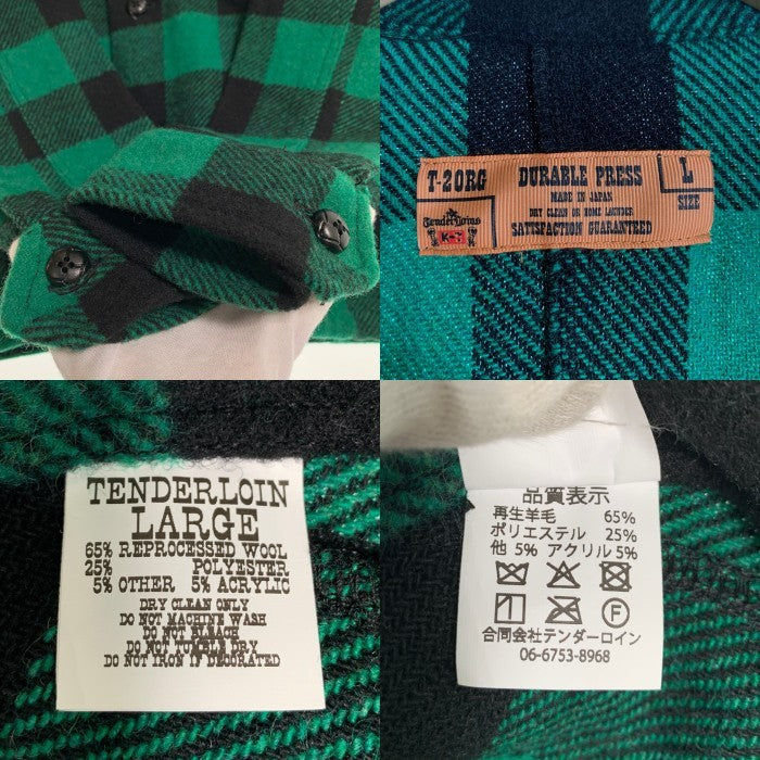 TENDERLOIN テンダーロイン 羊毛 ウール BUFFALO JACKET バッファロー チェック ジャケット グリーン T-20RG Size L 福生店