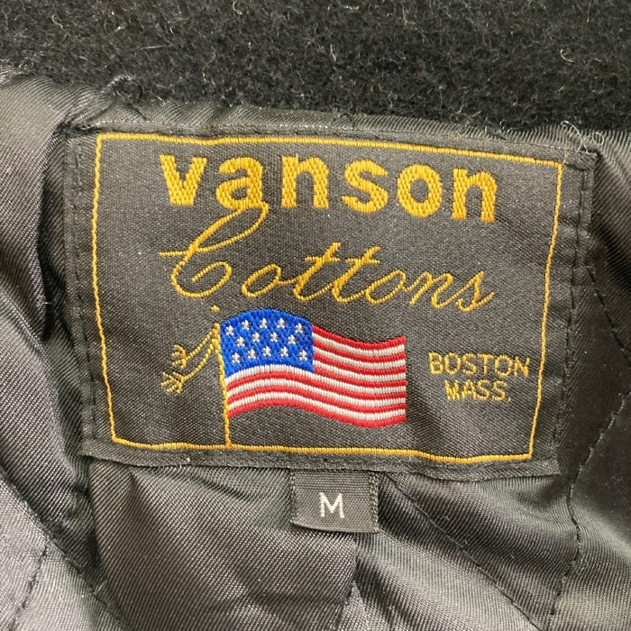 VANSON バンソン メルトンジャケット 胸刺繍 レザー切り替え ブラック sizeM 瑞穂店