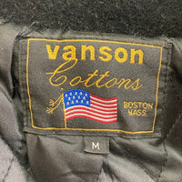 VANSON バンソン メルトンジャケット 胸刺繍 レザー切り替え ブラック sizeM 瑞穂店