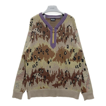 DIESEL ディーゼル K-AMILLUS ハーフジップ デザートカモ ニットセーター ベージュxブラウン Size M 瑞穂店