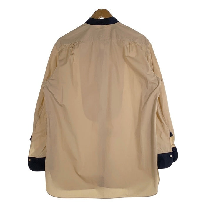 H.S. Equipment ハバーサックエキップメント スタンドカラー コットンシャツ ベージュ ネイビー HSS005 Size 3 福生店