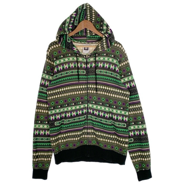 SWAGGER スワッガー 総柄 ジップアップ フーディー パーカー グリーン Size L 福生店