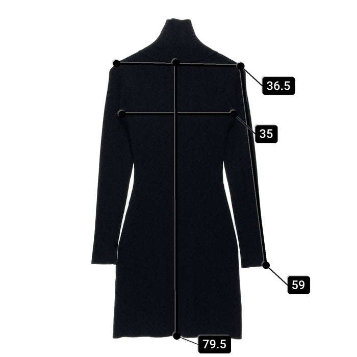 Darich ダーリッチ ハーフジップリブニットワンピース ブラック sizeL 瑞穂店