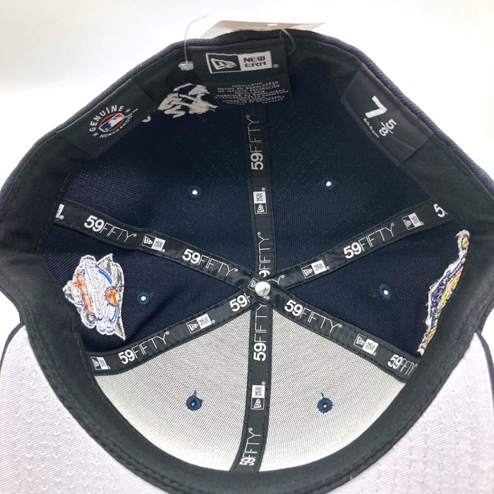 NEW ERA ニューエラ Worid Champion ニューヨークヤンキース グレーアンダーバイザー 59FIFTY ベースボールキャップ ネイビー Size60.6 瑞穂店