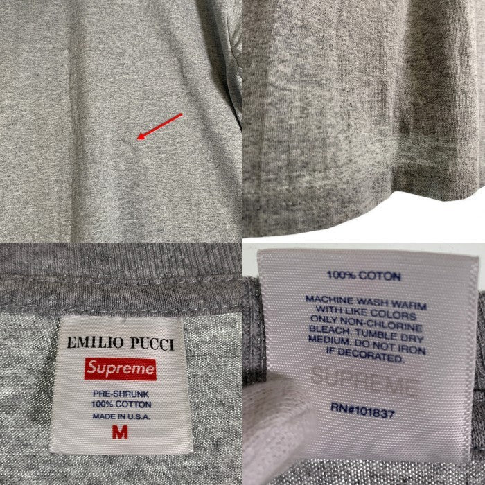SUPREME シュプリーム Emilio Pucci Box Logo Tee エミリオ プッチ ボックスロゴ 半袖 Tシャツ グレー USA製 Size M 福生店