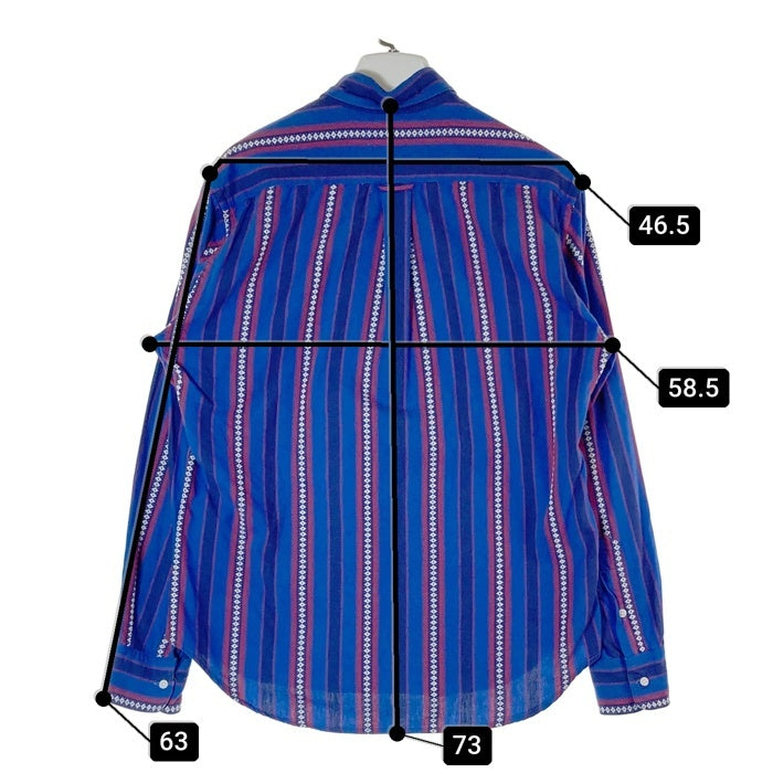 GITMAN BROTHERS ギットマンブラザーズ USA製 ストライプ プルオーバー 長袖シャツ ブルー sizeM 瑞穂店