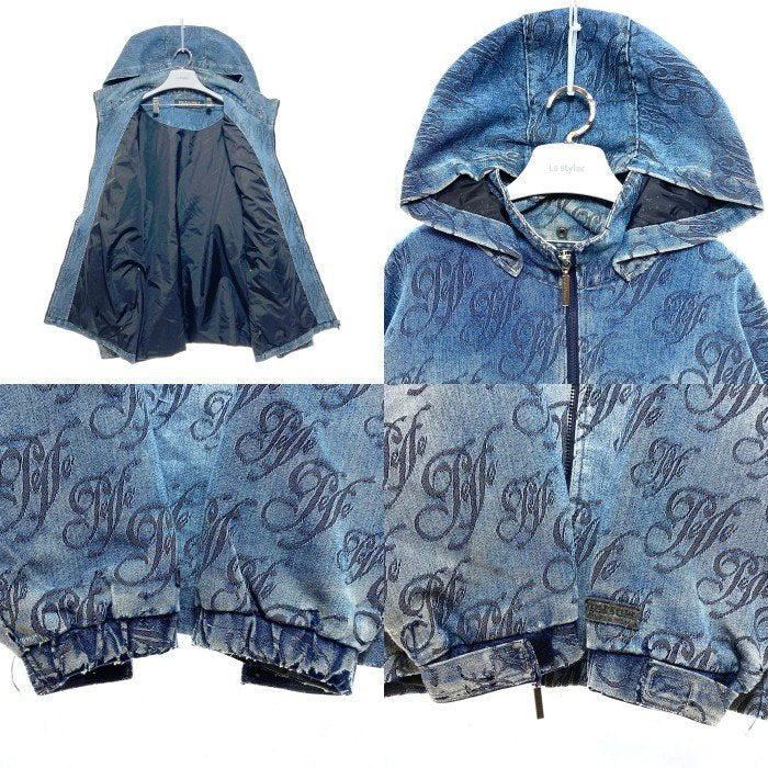 PELLE PELLE ペレペレ ジャカード ジップアップ デニムパーカー ジャケット インディゴ Size XXL 瑞穂店