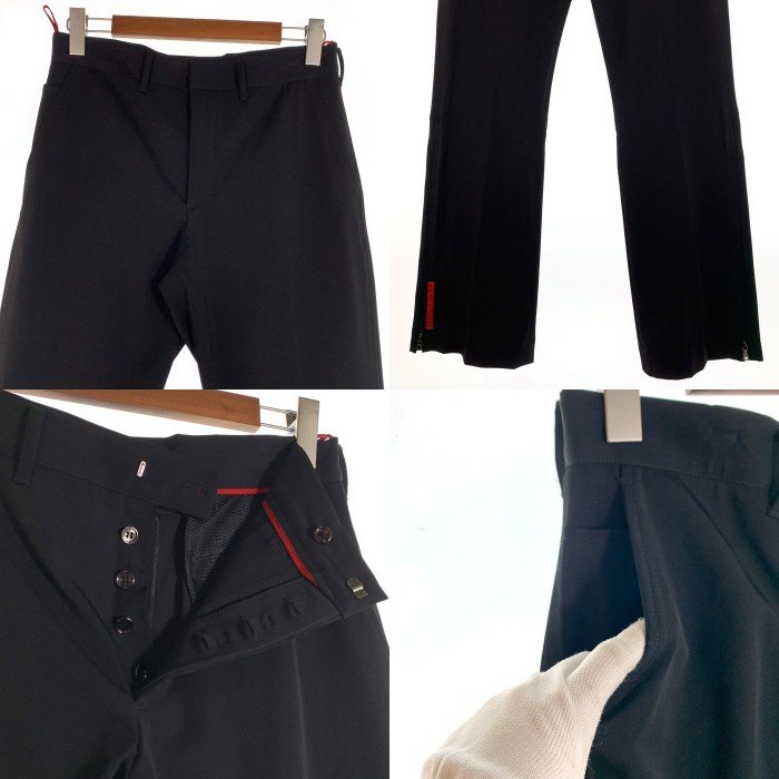 PRADA SPORT プラダスポーツ フレア ナイロンスラックス 裾ファスナー ブラック Size 46 福生店