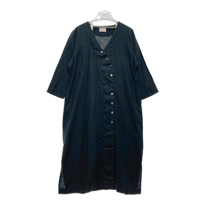 mao made マオメイド フロントボタンリネンワンピース ブラック sizeF 瑞穂店