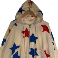 PLATEAU STUDIO プラトースタジオ Star Zip-Up Jacket スター ジップアップ ジャケット フルジップパーカー フーディー ホワイト ブルー レッド Size 2 福生店