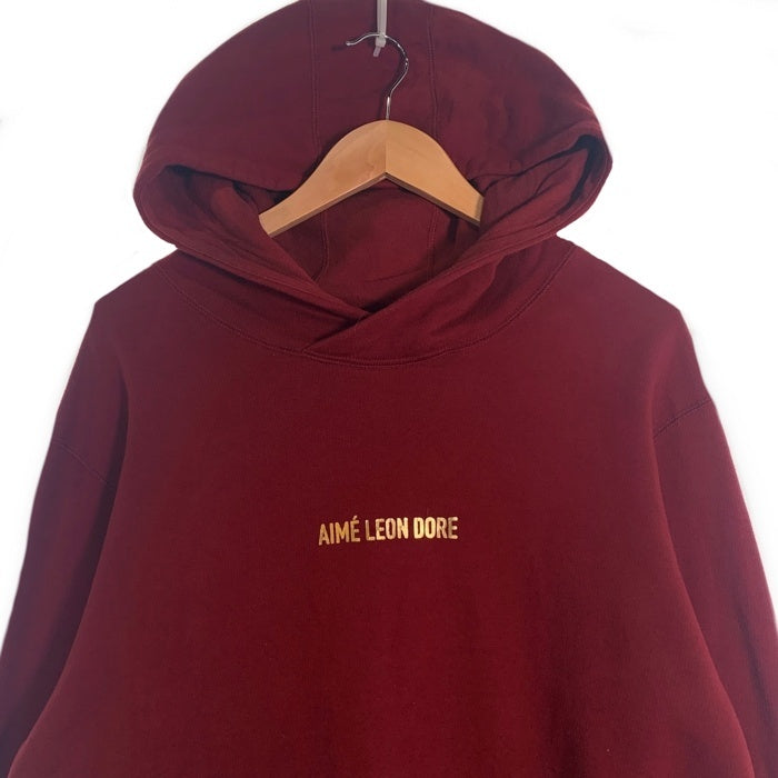 AIME LEON DORE エメレオンドレ ロゴプリント プルオーバーパーカー フーディー バーガンディー Size L 福生店
