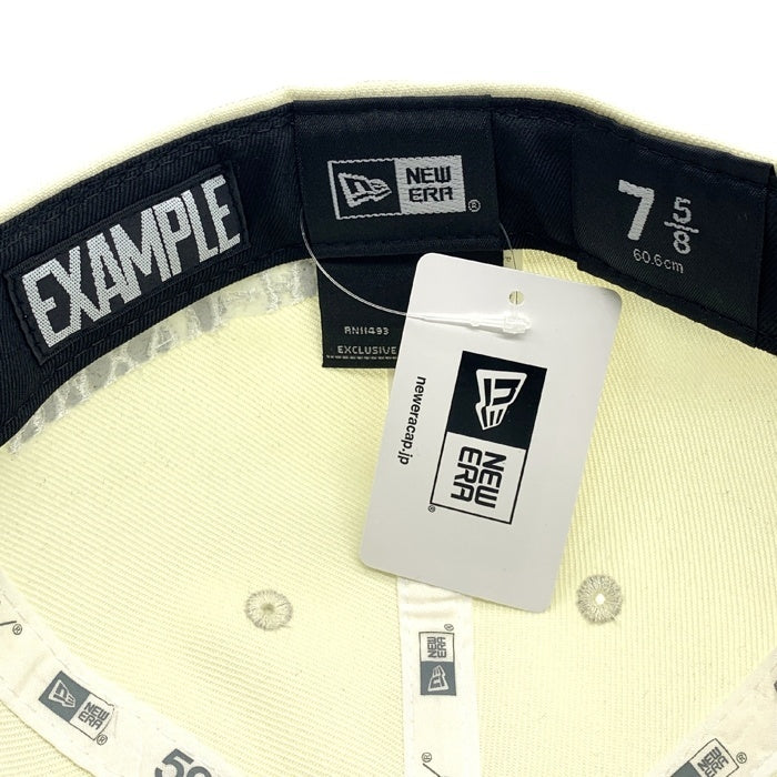 EXAMPLE エグザンプル New Era ニューエラ 59FIFTY 刺繡 2トーン ベースボールキャップ ナチュラル ブラック Size 7 5/8 (60.6cm) 福生店
