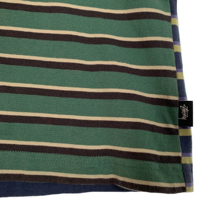 STUSSY ステューシー ボーダー ポケットTシャツ クレイジーパターン マルチ 1140212 Size M 福生店