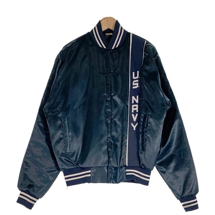 90's U.S.NAVY 米海軍 ナイロン スタジアムジャケット スタジャン ネイビー USA製 SOFFE JACKET Size L (42-44） 福生店