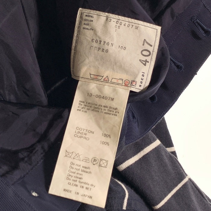 sacai サカイ 13SS Border short pants ボーダーショートパンツ コットン チノ切替 ネイビー 13-00407M Size 1 福生店