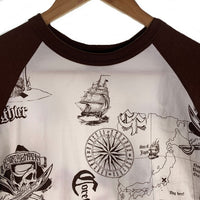 CORE FIGHTER コアファイター ラグランスリーブ マルチプリント Tシャツ ホワイト ブラウン 2 Size M 福生店