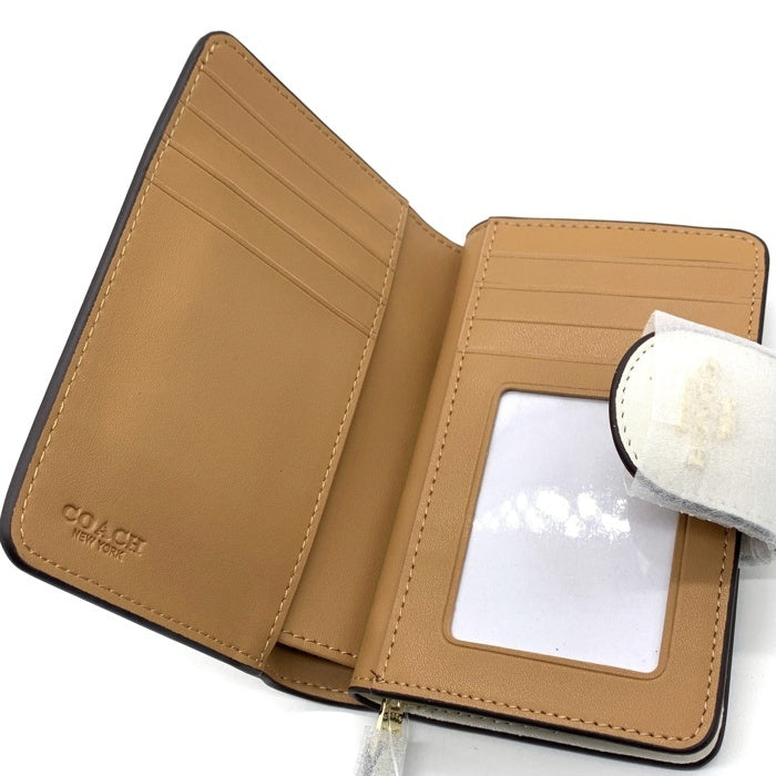 COACH コーチ CQ146 シグネチャー 二つ折り財布 ハートプリント ベージュ ホワイト ピンク 福生店