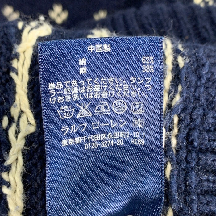 Polo by Ralph Lauren ポロラルフローレン コットン リネン 雪柄 ニットセーター ネイビー Size L 福生店