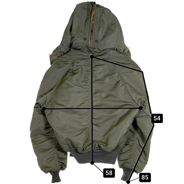 U.S. ARMY 60's ALPHA INDUSTRIES アルファインダストリーズ N-2B コヨーテファー  黒タグ CONMERジッパー フライトジャケット オリーブ MIL-J-6278D / 8415-270-0366 /DSA-1-2355-63-C  SIze M 福生店