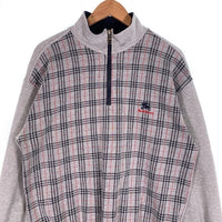 Burberrys バーバリー ハーフジップ プルオーバートップ グレー ノバチェック コットン イングランド製 Size L 福生店