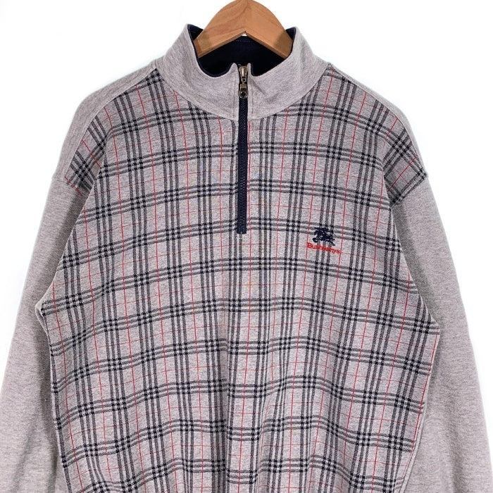 Burberrys バーバリー ハーフジップ プルオーバートップ グレー ノバチェック コットン イングランド製 Size L 福生店