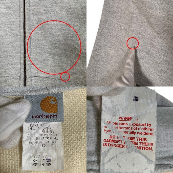 90-00's Carhartt カーハート ジップアップ スウェットパーカー 裏サーマル グレー K129 ASH メキシコ製 Size XL-R 福生店