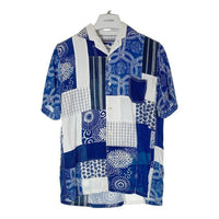 JUNYA WATANABE COMME des GARCONS MAN ジュンヤワタナベ コムデギャルソンマン WO-B49 AD2014 パッチワーク 和柄 半袖シャツ ブルー sizeS 瑞穂店