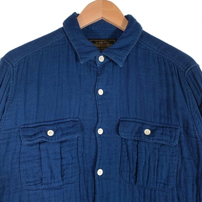 NEIGHBORHOOD ネイバーフッド 17AW コットン ロンT 長袖シャツ ブルー 172AWAQNH-SHM01 Size M 福生店