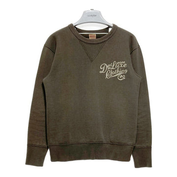 Deluxe Wear デラックスウエア 前V プリント クルーネックスウェットトレーナー ダークブラウン Size S 瑞穂店