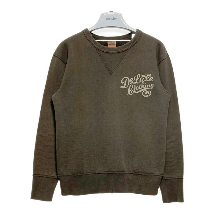 Deluxe Wear デラックスウエア 前V プリント クルーネックスウェットトレーナー ダークブラウン Size S 瑞穂店