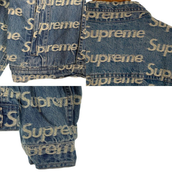 SUPREME シュプリーム 21SS Frayed Logos Denim Trucker Jacket フレイドロゴ デニムトラッカージャケット インディゴ Size L 福生店