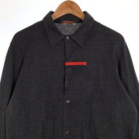 PRADA SPORT プラダスポーツ ラバーパッチ 鹿の子 ボタンシャツ 長袖 チャコールグレー Size L 福生店