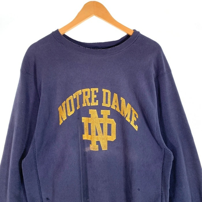 Champion チャンピオン REVERSE WEAVE リバースウィーブ NOTRE DAME ノートルダム クルーネックスウェットトレーナー ネイビー Size L 相当 福生店