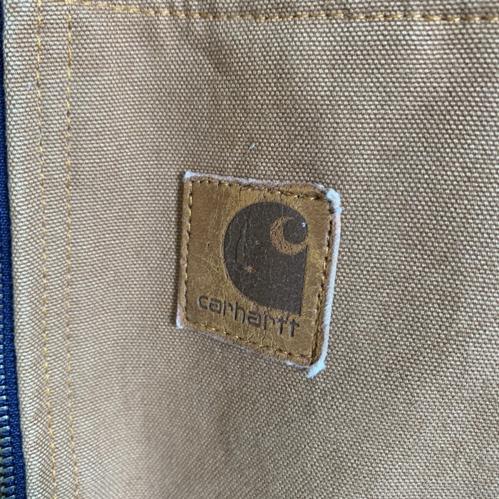 Carhartt カーハート リメイク品 ダック地 ジップアップジャケット パーカー ブラック ブラウン Size L 相当 福生店