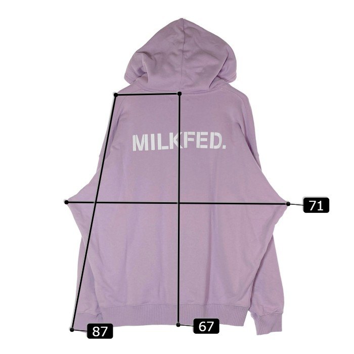 MILKFED.  ミルクフェド 103231012001 STENCIL LOGO WIDE SWEAT HOODIE ステンシルロゴ ワイドスウェットフーディー パープル sizeONE 瑞穂店