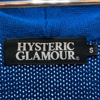 HYSTERIC GLAMOUR ヒステリックグラマー コットンニット ジップアップパーカー ロゴ ガール ブルー 02201ND02 Size S 瑞穂店