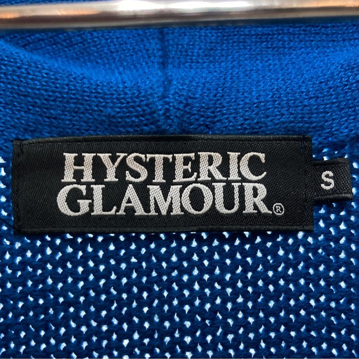 HYSTERIC GLAMOUR ヒステリックグラマー コットンニット ジップアップパーカー ロゴ ガール ブルー 02201ND02 Size S 瑞穂店