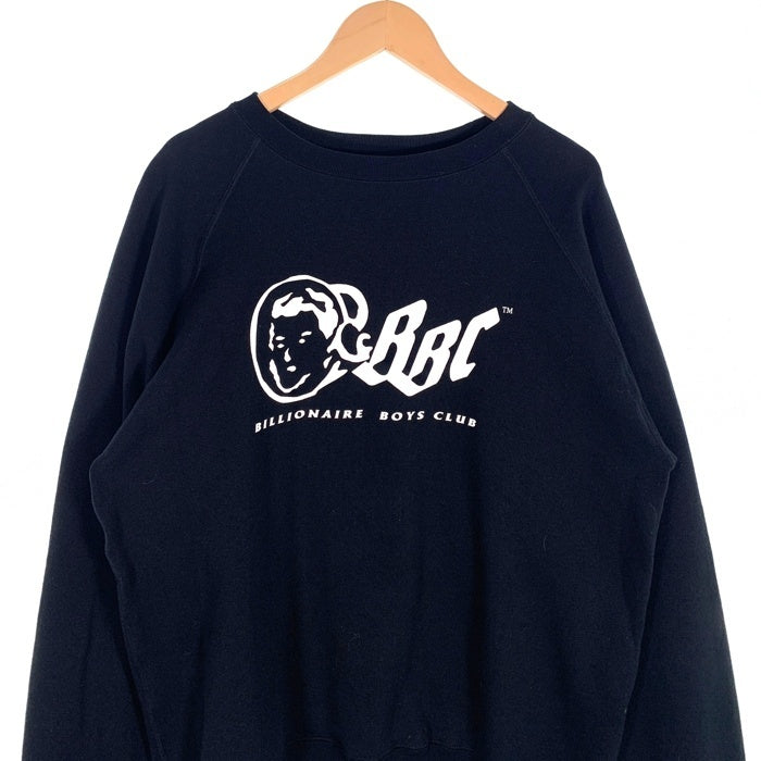 00's BILLIONAIRE BOYS CLUB ビリオネアボーイズクラブ BBCプリント ラグランスリーブ クルーネックスウェットトレーナー ブラック 日本製 初期 Size M 福生店