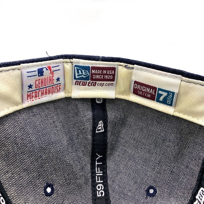90's New Era ニューエラ 59FIFTY MLB ニューヨーク・ヤンキース デニムベースボールキャップ インディゴ USA製 Size 7 3/8 (58.7cm) 福生店