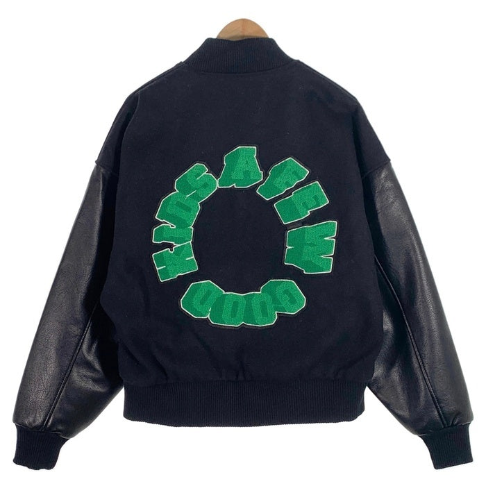 a few Good kids アフューグッドキッズ サークルワッペン ウール 袖フェイクレザー スタジャン ブラック Size S 福生店