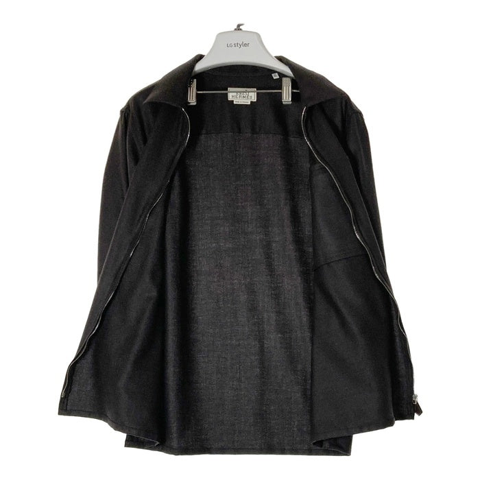 HERMES エルメス ウール フルジップ シャツジャケット チャコールグレー size40 瑞穂店