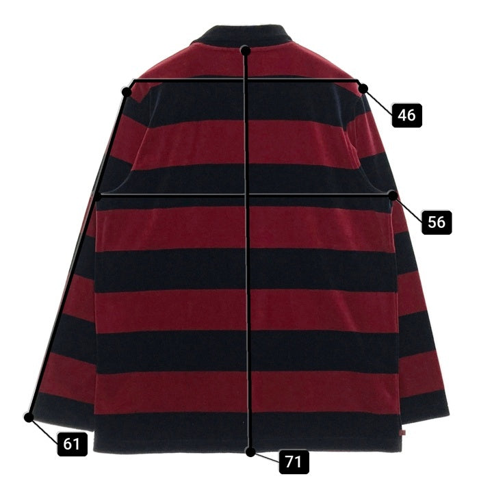 RALPH LAUREN ラルフローレン 90s ベロアボーダーハーフジップ レッド×ブラック sizeL 瑞穂店