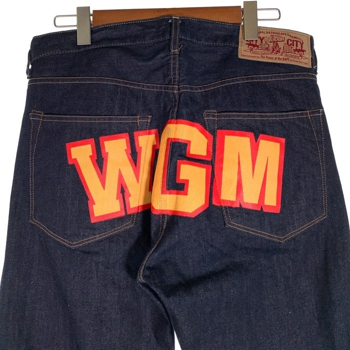 A BATHING APE アベイシングエイプ シャークペイント テーパードデニムパンツ ジーンズ インディゴ Size L 福生店