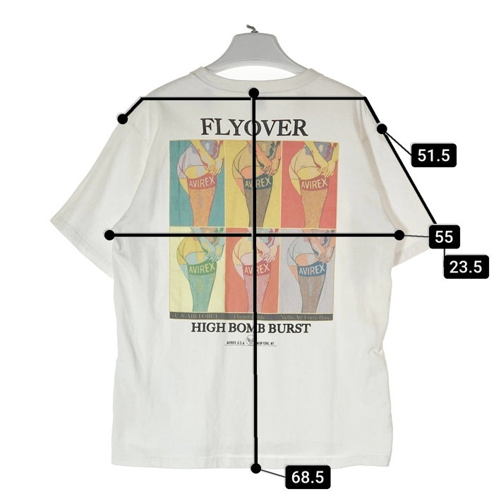 AVIREX アヴィレックス FLYOVER HIGH BOMB BURST バックプリント Tシャツ ホワイト sizeL 瑞穂店